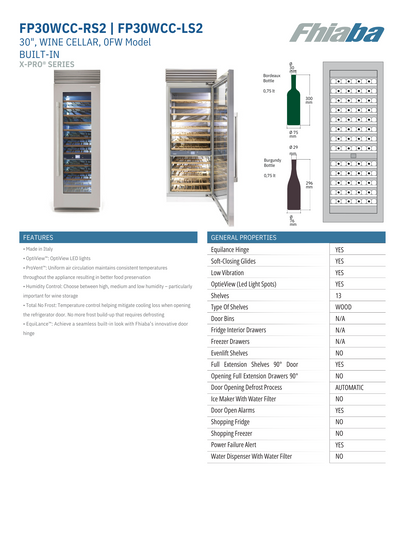 Fhiaba X-Pro Series 30" 117 Bottle Capacity Built-In Top Compressor Professional Column Wine Cellars (FP30WCC)