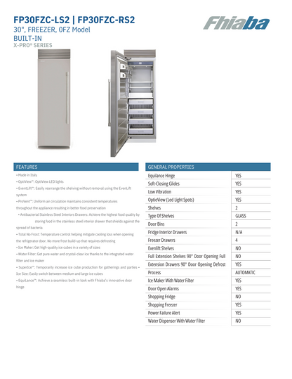 Fhiaba X-Pro Series 30" Built-In Professional Column Freezer with Ice Maker (FP30FZC)