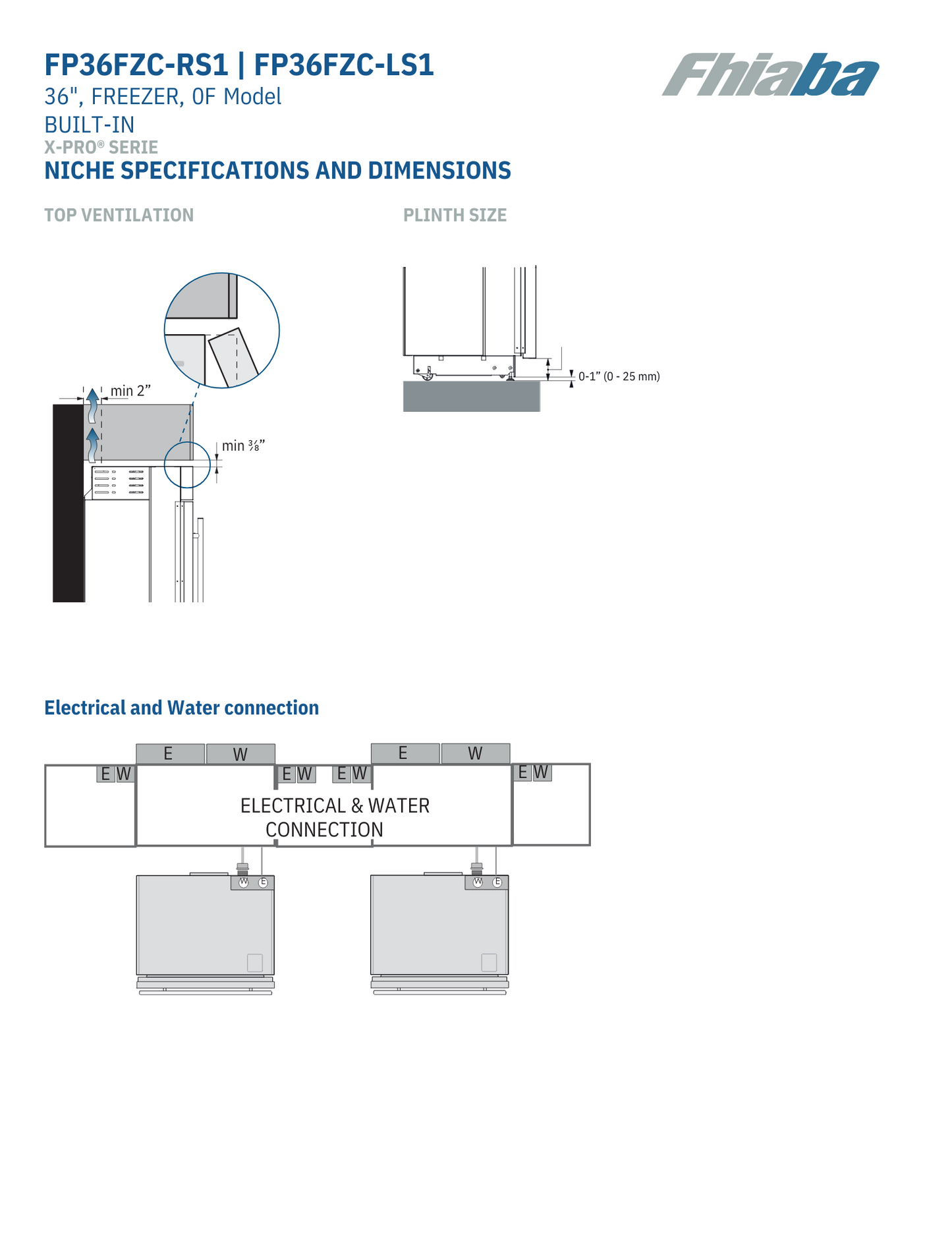 Fhiaba X-Pro Series 36" Built-In Professional Column Freezer with Ice Maker (FP36FZC)