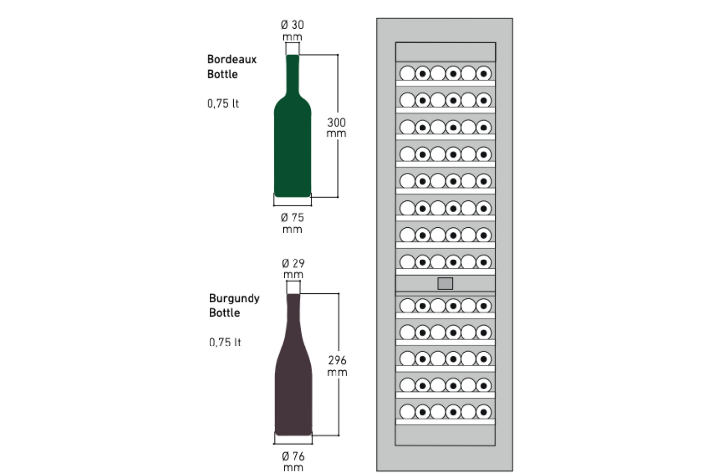 Fhiaba X-Pro Series 24" 78 Bottle Capacity Built-In Top Compressor Professional Column Wine Cellars (FP24WCC)