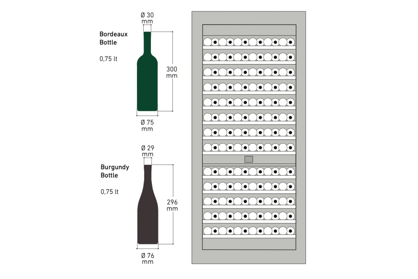 Fhiaba X-Pro Series 36" 186 Bottle Capacity Built-In Top Compressor Professional Column Wine Cellars (FP36WCC)