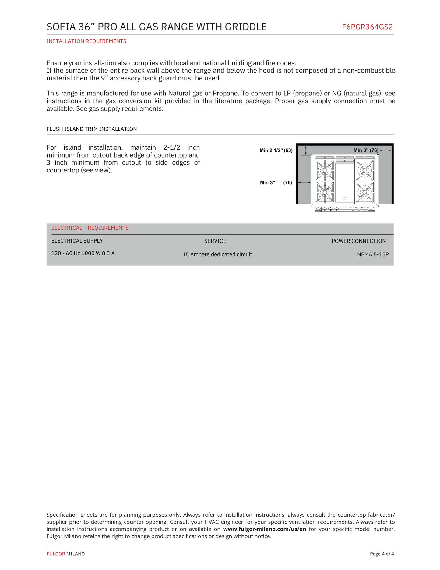 Fulgor Milano 36 in. 600 Series Pro All Gas Range with Griddle and 4 Burners (F6PGR364GS2)