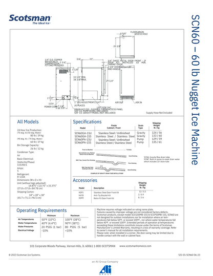 Scotsman Brilliance Nugget 60lb Ice Machine (SCN60)